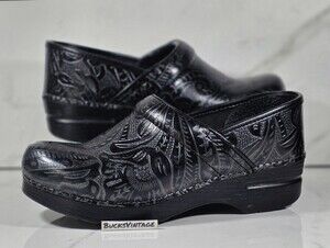 DANSKO 906020202 Professional Clog Black Tooled Leather Clogs Size 39 8.5-9 US